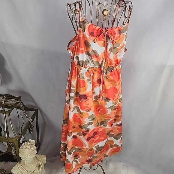 Vero Moda Size L Peach & Coral Sun Dress Gardenia/Jolly - Picture 1 of 12